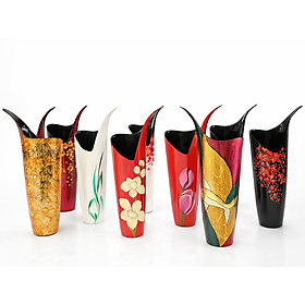 Bình hoa sơn mài cao cấp Thanh Bình Lê - Bình miệng kiểu chữ V, size 37x16 cm dùng cắm hoa, trang trí, quà tặng ý nghĩa