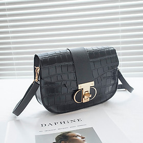 Túi Xách Nữ Hàn Quốc Đeo Vai, Túi Ví Nữ Dáng Vuông Da Cá Sấu Thời Trang Cao Cấp, Nhiều Màu Sắc Lựa Chọn Cá Tính -  Đen