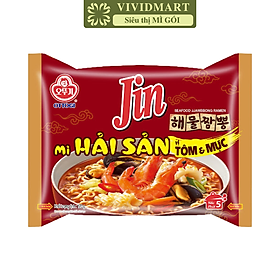 OTTOGI - Mì nấu Jin hải sản Tôm và mực, Mì nấu hải sản Tôm và mực Jin, Mì Jin nấu hải sản Tôm & mực (120g/gói)