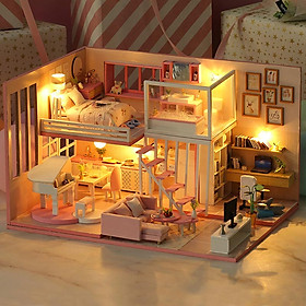Mô hình nhà DIY Doll House Dream Girl Heart Kèm Hộp nhạc và Mica Chống bụi