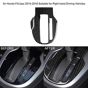 Car Gear Panel Carbon Fiber Stickers Shift Knob Trim Replacement for Honda Fit/Jazz 2014-2018 Suitable for Right-hand