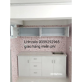 Bộ tủ bếp mini nhựa đài Loan ốp mặt gạch sẵn bồn rửa