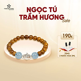 Vòng tay Trầm Hương tự nhiên Ngọc Tú - Charm bạc 925 cao cấp và Đá Phong Thủy - Trầm Tốc Việt Nam - Thiên Mộc Hương