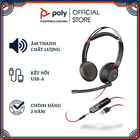 Mua Tai Nghe Chụp Tai Có Dây Poly (Plantronics) Blackwire 5220 USB-A Jack 3.5mm Hàng Chính Hãng