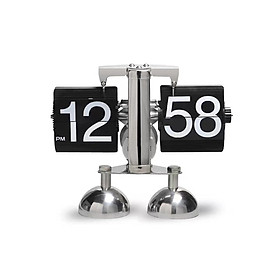 Automatic Page Turning Clock Stainless Steel Double Foot Small Scales Flip Desk Clock Vintage Living Room Home Decor
