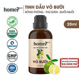 Tinh dầu thiên nhiên Bưởi Homer - Dung tích 20ml / 100ml - Đạt chuẩn kiểm định cao cấp - An toàn cho sức khỏe - Đa công dụng