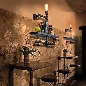 Mua Kệ ống nước kệ treo tường Kiêm đèn tường decor vintage bằng ống sắt độc lạ bền đẹp trang trí sáng tạo