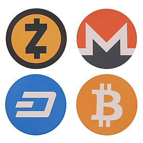 Bộ 4 Lót Ly Tròn Mika - Cryto Currency