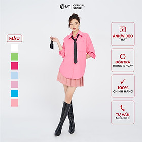 Áo Sơ Mi Nữ  Form Rộng Dáng Suông Thép Tay Chất Thô Cao Cấp 92FDT2003ST - VÀNG - M