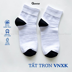 Tất Cổ Cao Trơn Gom Tất, Vớ Cổ Cao Nam Nữ Chất Liệu Cotton thoáng mát,êm chân - TAT-TRONCAO-VNXK - Loại Dày - Trắng