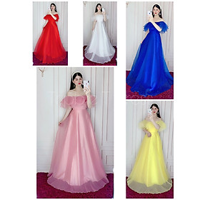 Đầm maxi dự tiệc mặc cưới bẹt vai tầng bèo TRIPBLE T DRESS - Size S/M/L MS324V