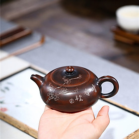 Ấm Tử Nê Khâm Châu Bán Nguyệt Khắc Mai Hoa 160 ml