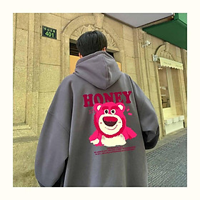 ÁO KHOÁC HOODIE GẤU DÂUHONEY HO CÓ NHIỀU MÀU CHO KHÁCH HÀNG THA HỒ LỰA CHỌN-ÁO NỈ HOODIE HÌNH GẤU VÀ CHỮ HONEY IN RÕ NÉT