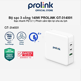 Mua Củ sạc nhanh Prolink GT314001 3 cổng 140W (PD 3.1 & QC4+) công nghệ GAN phù hợp Laptop  Tablet  điện thoại - Hàng chính hãng