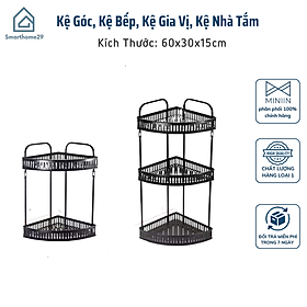 Kệ Góc Bếp, Kệ Gia Vị Nhà Tắm Treo Tường 2 Tầng và 3 Tầng – Sơn Tĩnh Điện Chống Gỉ - HÀNG CHÍNH HÃNG MINIIN