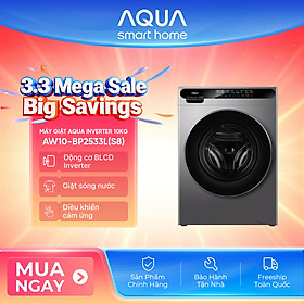 [SẮP RA MẮT 2026] Máy giặt cửa trước AQUA Inverter 10kg AW10-BP2533L(S8) - Bảo hành 2 năm - Freeship toàn quốc - Hàng chính hãng