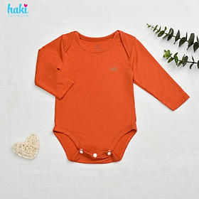 Body chip dài tay vai chồm vải sợi tre cao cấp HAKI (2,5-12kg); bodysuit cho bé trai bé gái; body cho bé sơ sinh chất liệu Bamboo siêu mềm mịn BB044