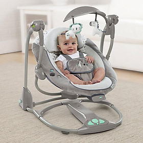Nôi rung trẻ em Ingenuity rung và đung đưa tự động thương hiệu Mỹ (xám)