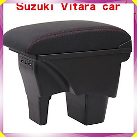 Hộp tỳ tay ô tô dành cho xe Suzuki Vitara cao cấp dạng khối tích hợp 3 cổng USB - Mã sản phẩm SUVTR-D