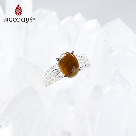 Nhẫn bạc nữ đá mắt hổ vàng nâu mệnh thổ, kim - Ngọc Quý Gemstones