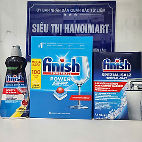 Combo rửa bát Finish: Hộp Classic 90 viên, Nước làm bóng chai 400ml, muối hộp 1,5kg - Chính Hãng.