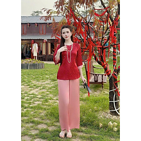 Bộ Áo Bà Ba Quần Đen Đi Lễ Chùa , Vải Lụa Gấm Cực Đẹp,Mềm Mịn, Set Đồ Lam Đi Chùa Mặc Cực Thoải Mái Duyên Dáng, Kín Đáo - 2 - M