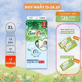 Tã dán người lớn SunMate mới size M18/L18/XL18 + 2 miếng - XL18+2