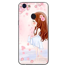 Ốp Lưng in cho Oppo F5 - F5 Youth Mẫu Cô Gái Váy Trắng Nền Hoa Đào - Hàng Chính Hãng