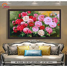 Mua Tranh sơn dầu số hóa tự tô màu khổ lớn hoa mẫu đơn - Mã HL3046 Phú quý mãn đường