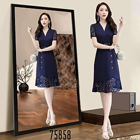 Đầm big size dáng suông ôm nhẹ phối ren kèm nịt