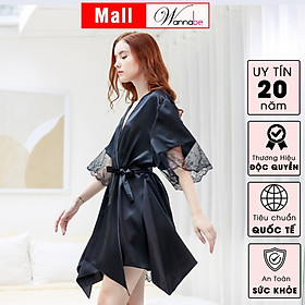 Áo choàng ngủ WANNABE KIS47 áo khoát ngủ dạng kimono tay áo phồi ren bản lớn, lai áo gợn sóng mang lại vẻ đẹp nhẹ nhàng