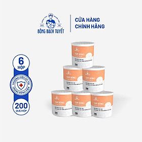 Combo 6 Hộp tăm bông Bông Bạch Tuyết người lớn 200 que hộp tròn