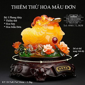 Mua Tượng Thiềm Thừ ( Cóc 3 Chân ) Hoa Sen Hoa Mẫu Đơn _ Tượng Phong Thủy Trang Trí _ Quà Tặng Tân Gia Khai Trương