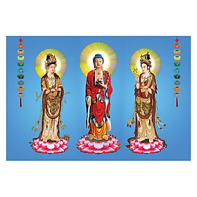 Tranh Phật pháp mẫu tam thánh, quan thế âm bồ tát, thích ca mâu ni nhiều mẫu cao cấp, Tranh Phật Giáo Adida Phật 2303