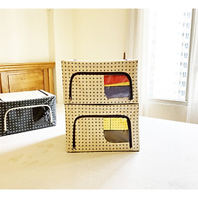COMBO 2 TÚI ĐỰNG QUẦN ÁO GẤP GỌN KHUNG THÉP 56L-KEM-BLUE HOME-Dài 50 cm x Rộng 46 cm x Cao 28cm. - KEM