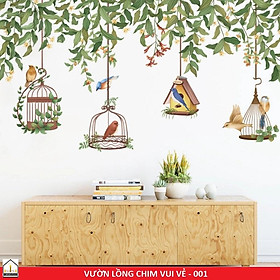 Decal dán Len tường CÀNH LỒNG CHIM 001 - Decal trang trí tường