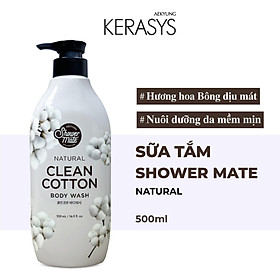 Sữa tắm cao cấp Hàn Quốc Aekyung Showermate Natural Clean Cotton (Hương hoa Bông dịu mát) 500ml