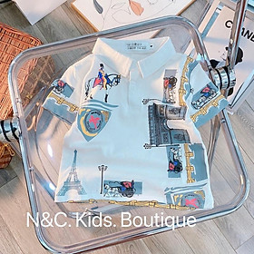 Áo Thun cổ bẻ in hình siêu cưng cho bé trai 8-30kg