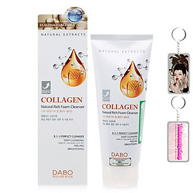 Sữa rửa mặt chống não hoá Dabo Collagen 3 in 1 Hàn Quốc 180ml + Móc khoá