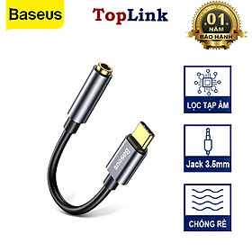 Đầu chuyển Type C sang Audio AUX 3.5mm Baseus L54 (Type-C Male to 3.5mm Female Adapter, built-in DAC, 24-bit/48kHz)-Hàng Chính Hãng