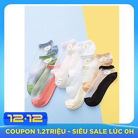 Combo 5 Đôi Tất, Vớ Nữ Lưới Cổ Ngắn Hình Hoa Cúc Dễ Thương Giao Màu Ngẫu Nhiên - PK045