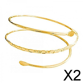2xMinimalist Metal Coil Upper Arm Cuff Bracelet Armlet Armband Bangle Golden