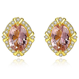 Bông Tai Bạc Cao Cấp Sát Tai Dự Tiệc Sang Trọng Cho Nữ, Bông Tai Bạc S925 ITALY Cao Cấp Tự Nhiên Đính Đá B2407 Bảo Ngọc Jewelry