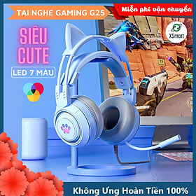 Mua Tai Nghe Mèo Chụp Tai Chơi Game G25 Led RGB 2 Màu Tím  Hồng Siêu Cute Micro 360 Độ Âm Thanh Cực Hay Cho Máy tính laptop  Phù Hợp Với Các Game Thủ Nữ  Streamer-Hàng Chính Hãng