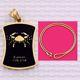Mặt dây chuyền cung Cự Giải - Cancer inox vàng kèm dây chuyền inox rắn vàng, Cung hoàng đạo