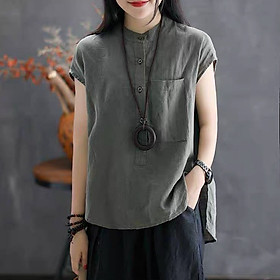 Áo đũi nữ cổ tầu form rộng phong cách Nhật Bản ArcticHunter, chất đũi mềm mát, thời trang thương hiệu chính hãng