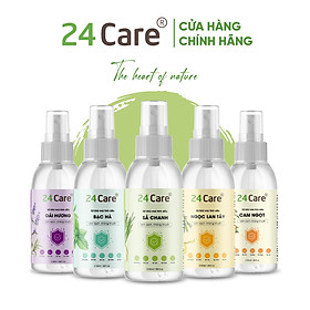 Xịt Phòng Tinh Dầu Sả Chanh Hữu Cơ Organic 24Care 50ML/100ML - Kháng khuẩn - Khử mùi hôi - Đuổi muỗi, kiến ba khoan,Vắt - Côn trùng - Hương thơm thư giãn