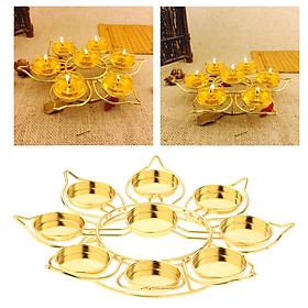 Single-Layer Lotus 9 Ghee Lamps Holder Tibetan Alloy Temples Oil Lamp Holder