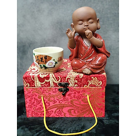 Tượng Chú tiểu không nói (Tặng kèm ly trà gốm Nhật ) - CT03
