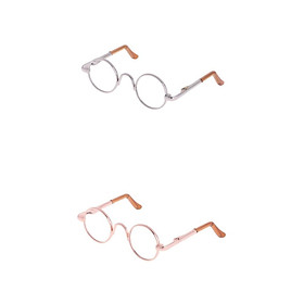 2 Pieces 1/3 BJD Hippy Round Glasses Eyewear for SD DOD Doll